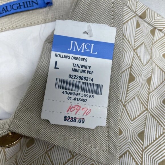 J.McLaughlin Women’s Rollins Midi Dress Tan — 3/4 Sleeve Collared - Picture 8 of 8